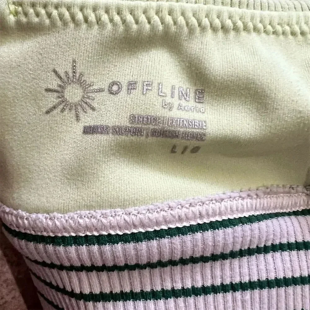 Offline by‎ Aerie Women's L Green Neon Sports Bra Medium Support